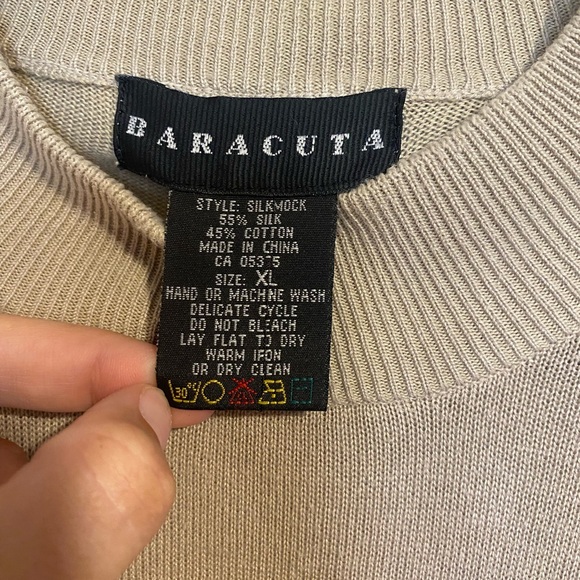 Baracuta Silk Cotton Mock Neck Sweater – Taupe Beige, Size XL - Picture 3 of 6